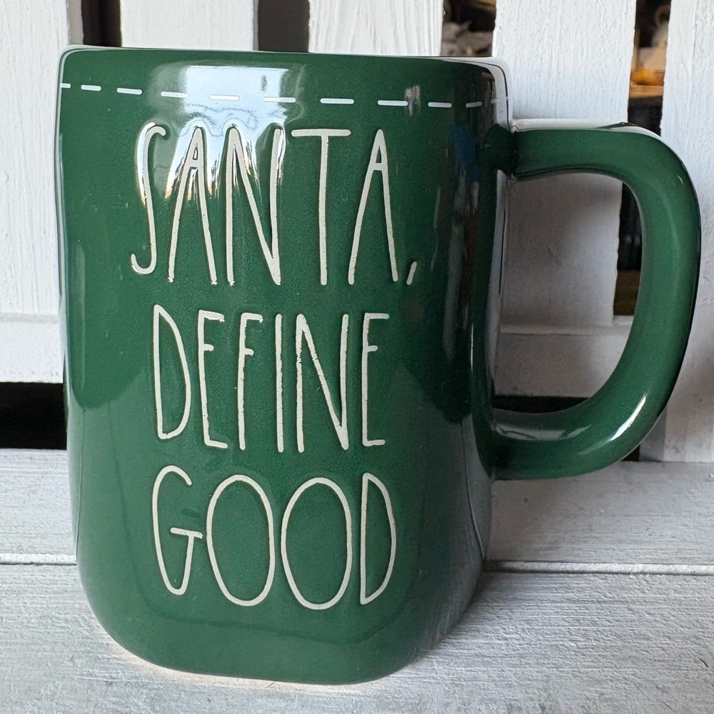 Rae Dunn Green Ceramic Mug with Fun Holiday Message